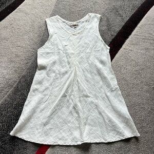 Flax White Linen I Am Grateful To Be Me Shift Dress